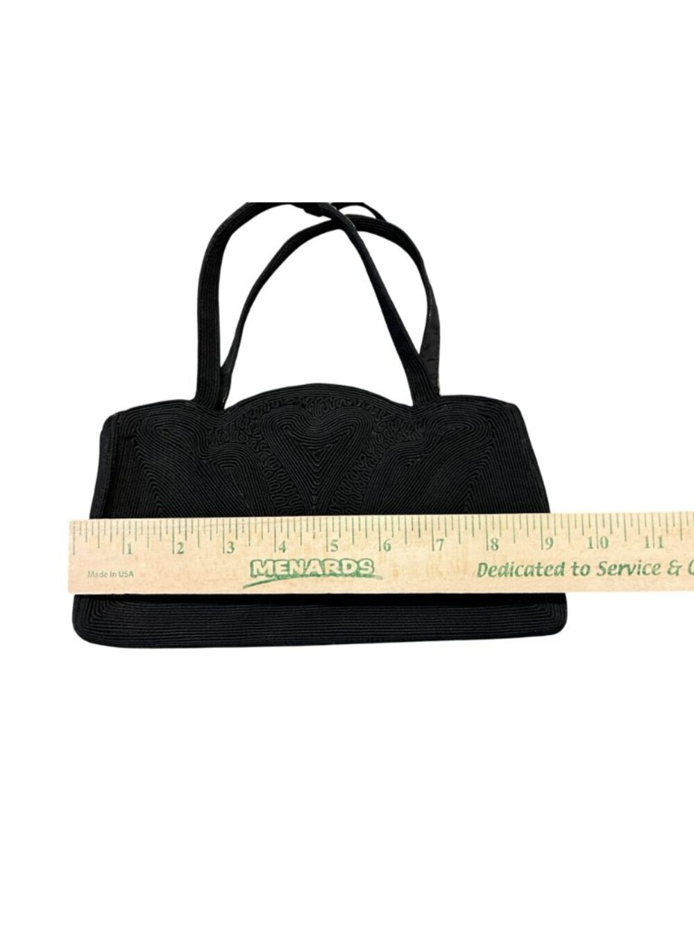 Vintage Corde Black Top Handle Bag Heart Shape Textured Used - Picture 8 of 16
